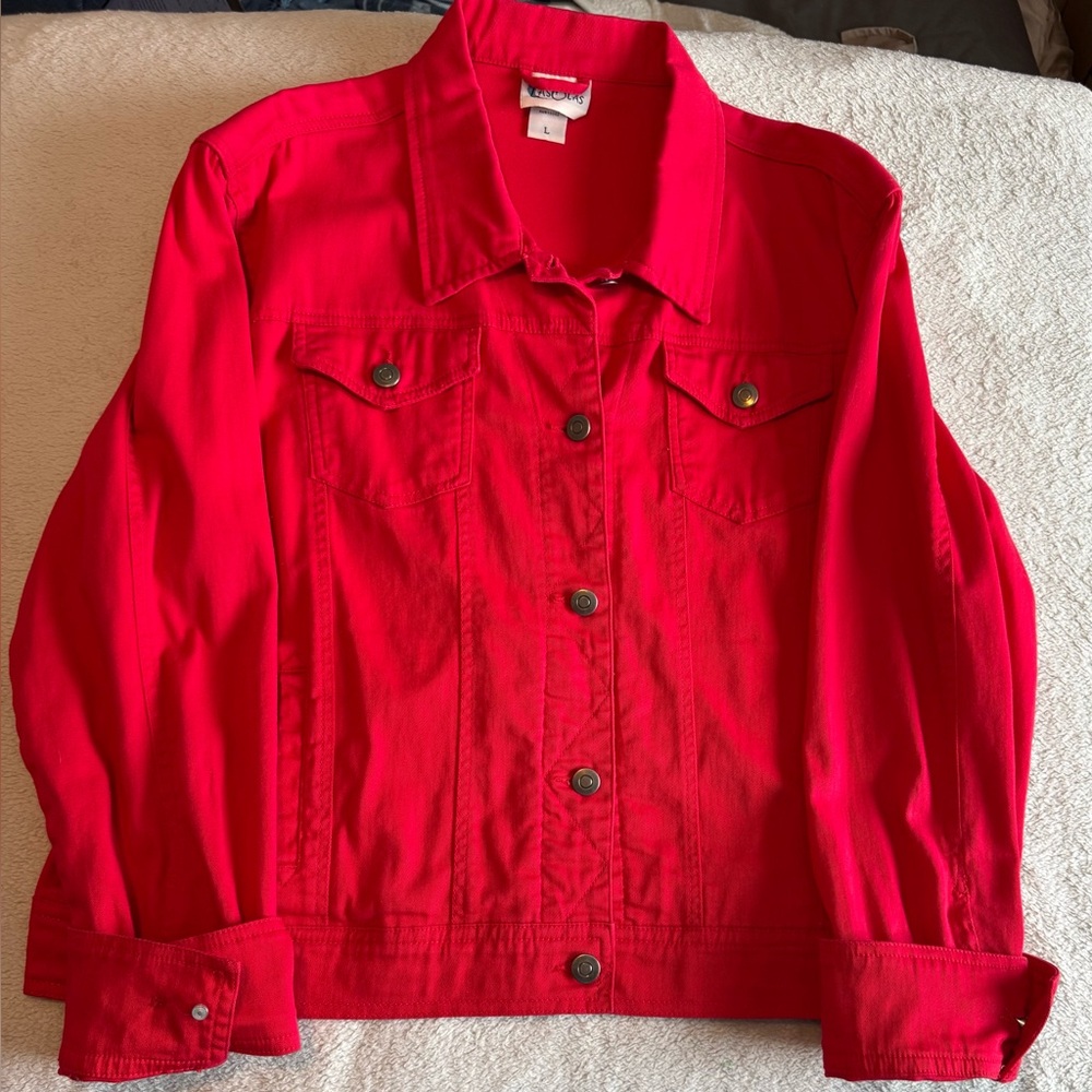 Las Olas Red Denim Jacket Large